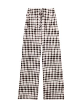 Linen Rich Gingham Wide Leg Trousers