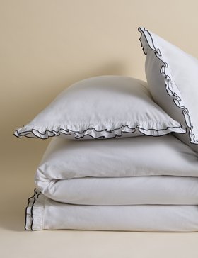 Pure Cotton Contrast Double Ruffle Bedding Set