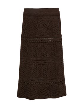 Cotton Rich Pointelle Knitted Maxi Skirt