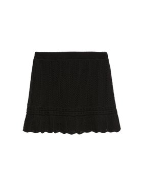 Cotton Rich Pointelle Knitted Mini Skirt
