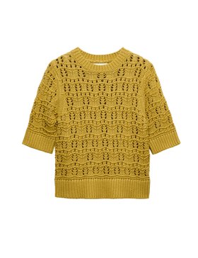 Pure Cotton Pointelle Knitted T-Shirt
