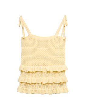Cotton Rich Pointelle Ruffle Cami Top