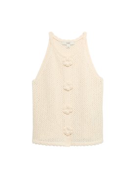 Cotton Blend Pointelle Knitted Vest