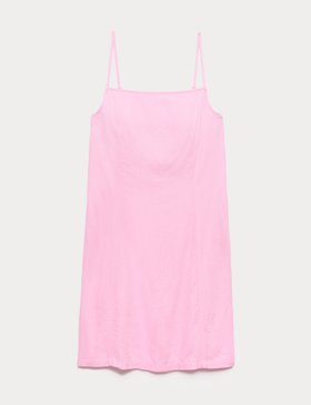 Square Neck Mini Shift Dress with Linen