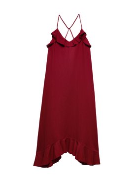 Linen Cotton Blend Ruffle Maxi Dress