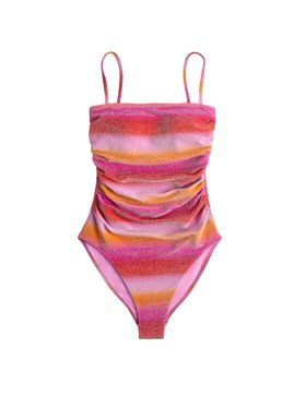 Ombre Padded Ruched Square Neck Swimsuit