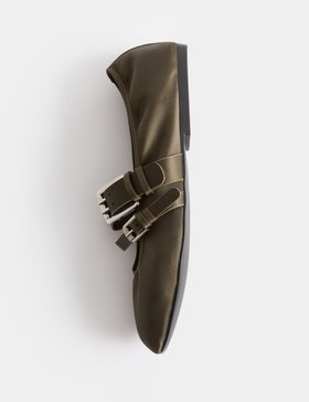 Satin Double Buckle Flat Mary Jane Ballet Pumps