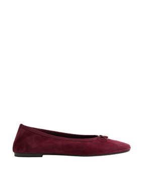 Suede Bow Flat Round Toe Ballet Pumps
