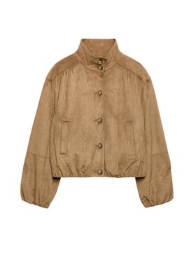 Suedette Funnel Neck Short Jacket