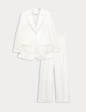Tailored Basketweave Single Breasted Longline Jacket