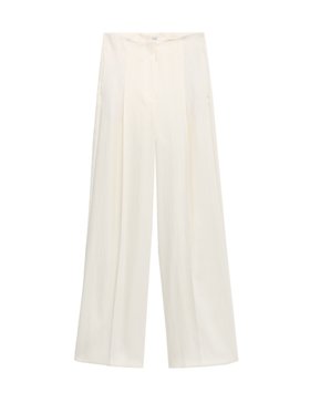 Single Pleat Wide Leg Trousers with Linen