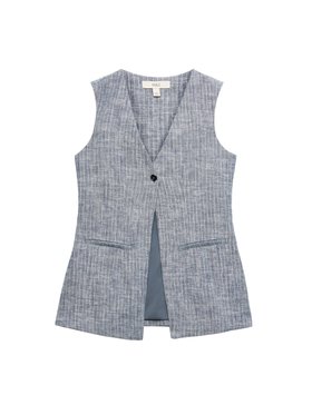Linen Blend Striped Waistcoat