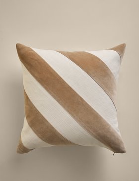 Pure Cotton Velvet Diagonal Stripe Cushion
