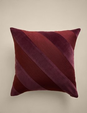 Pure Cotton Velvet Diagonal Stripe Cushion
