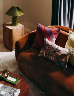 Pure Cotton Velvet Diagonal Stripe Cushion