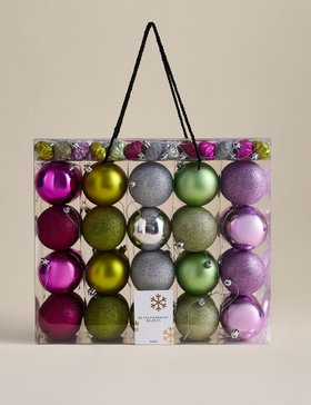 80 Pack Mix Shatterproof Baubles