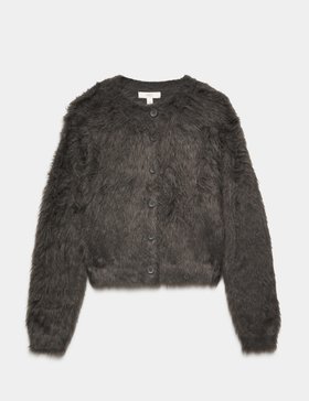 Textured Button Front Slim Cropped Cardigan