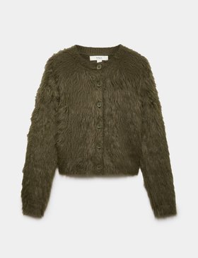 Textured Button Front Slim Cropped Cardigan