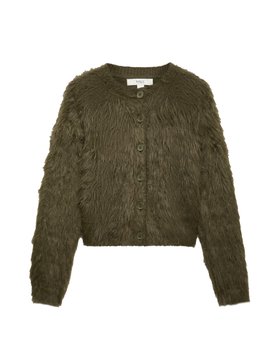 Textured Button Front Slim Cropped Cardigan