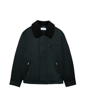 Nylon Jacket With Shearling Collar