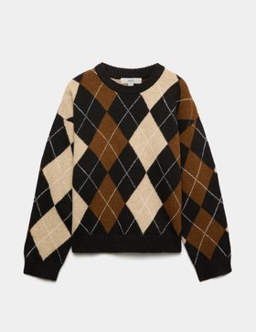 Argyle Crew Neck Relaxed Jumper
