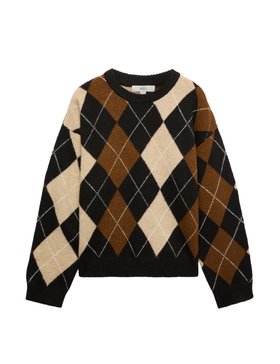 Argyle Crew Neck Relaxed Jumper