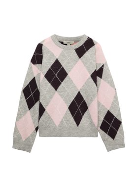Argyle Crew Neck Relaxed Jumper