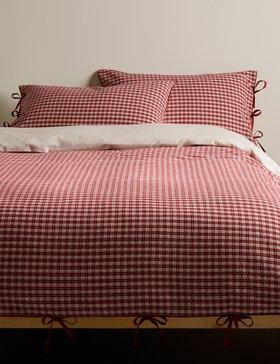 Pure Cotton Yarn Dyed Checked Seersucker Bedding Set