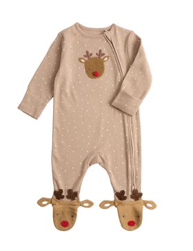 Pure Cotton Christmas Reindeer Sleepsuit (7lbs - 12 Mths)