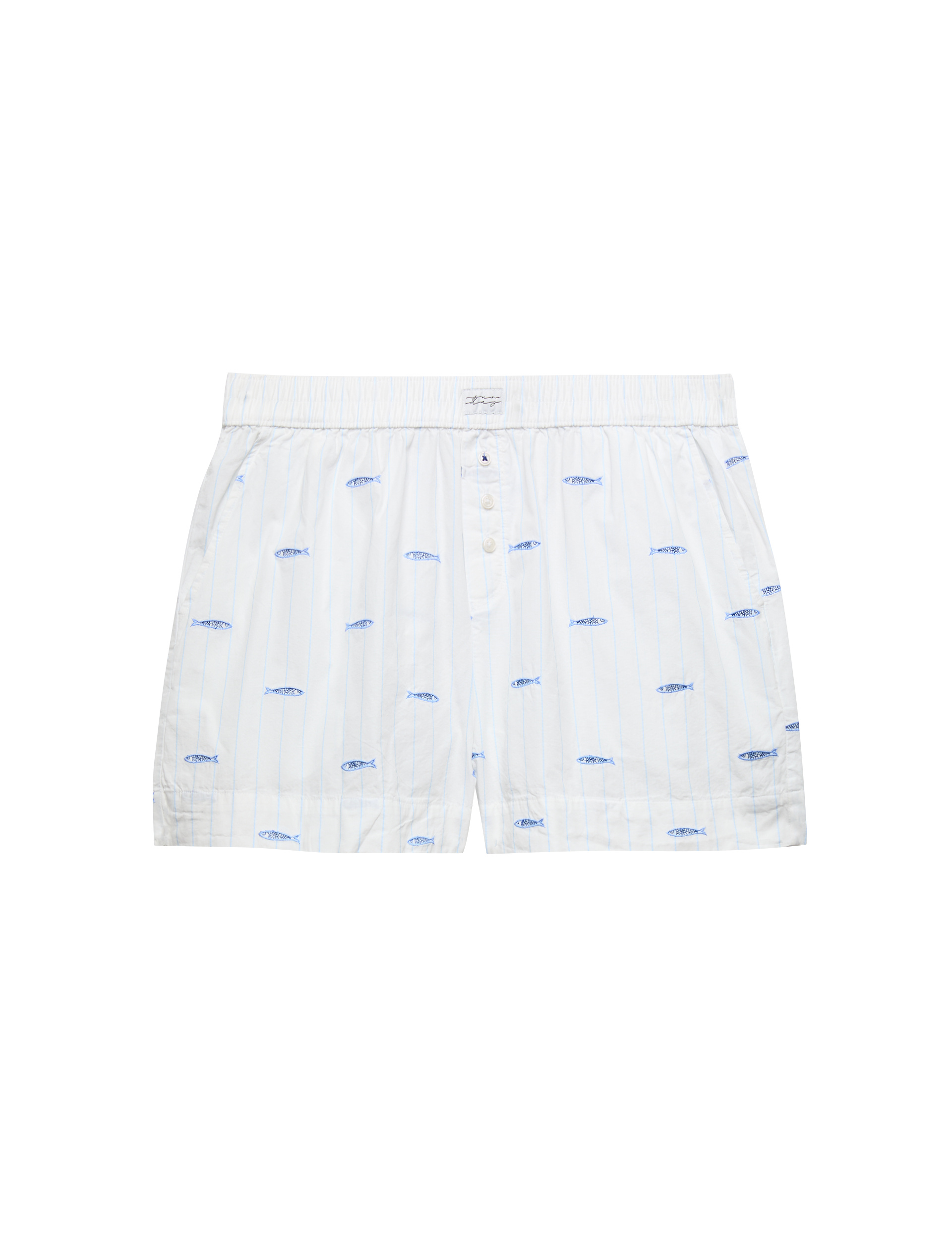 Poplin Embroidered Sardines Pyjama Shorts