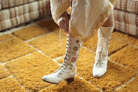 Penny Lane Cream Floral Embroidered Boots