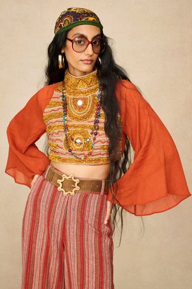 House Of Mirrors Orange Embroidered Top Magic Carpet Ride 1