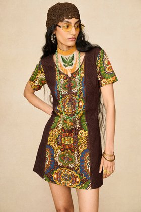 Leora Brown Lace Up Mini Dress Magic Carpet Ride 1