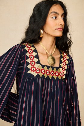 Zarina Stripe Embroidered Mini Dress Magic Carpet Ride 2