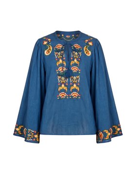 Aurette Blue Embroidered Blouse