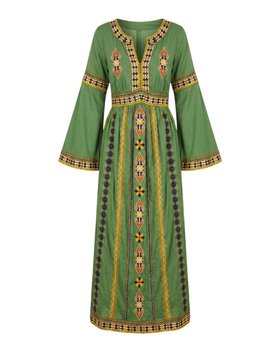 Ophira Green Embroidered Maxi Dress