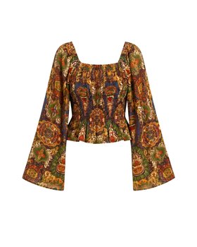 Tahlia Tapestry Print Winged Top