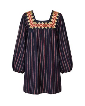 Zarina Striped Embroidered Mini Dress