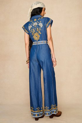 Sadie Blue Floral Embroidered Jumpsuit