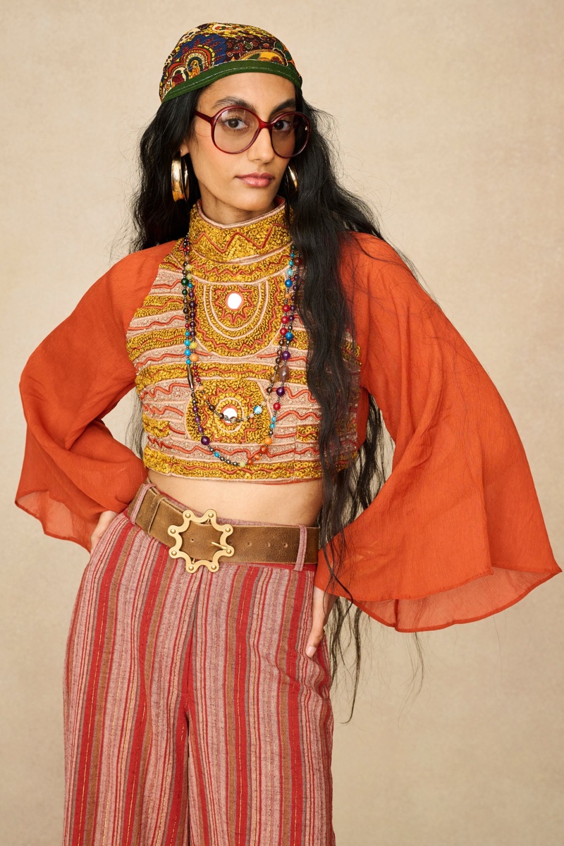 House Of Mirrors Orange Embroidered Top Magic Carpet Ride 1