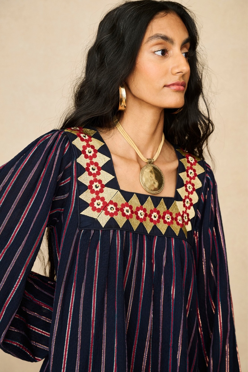 Zarina Stripe Embroidered Mini Dress Magic Carpet Ride 2