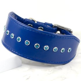 Rhinestone Whippet Collar Park Lane Signal Blue Petiquette Collars