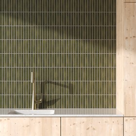 Kaji Border - Japanese Porcelain Wall Tile - Vintage Green