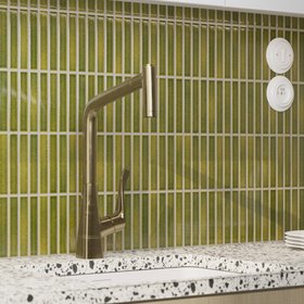 Kaji Border - Japanese Porcelain Wall Tile - Vintage Green