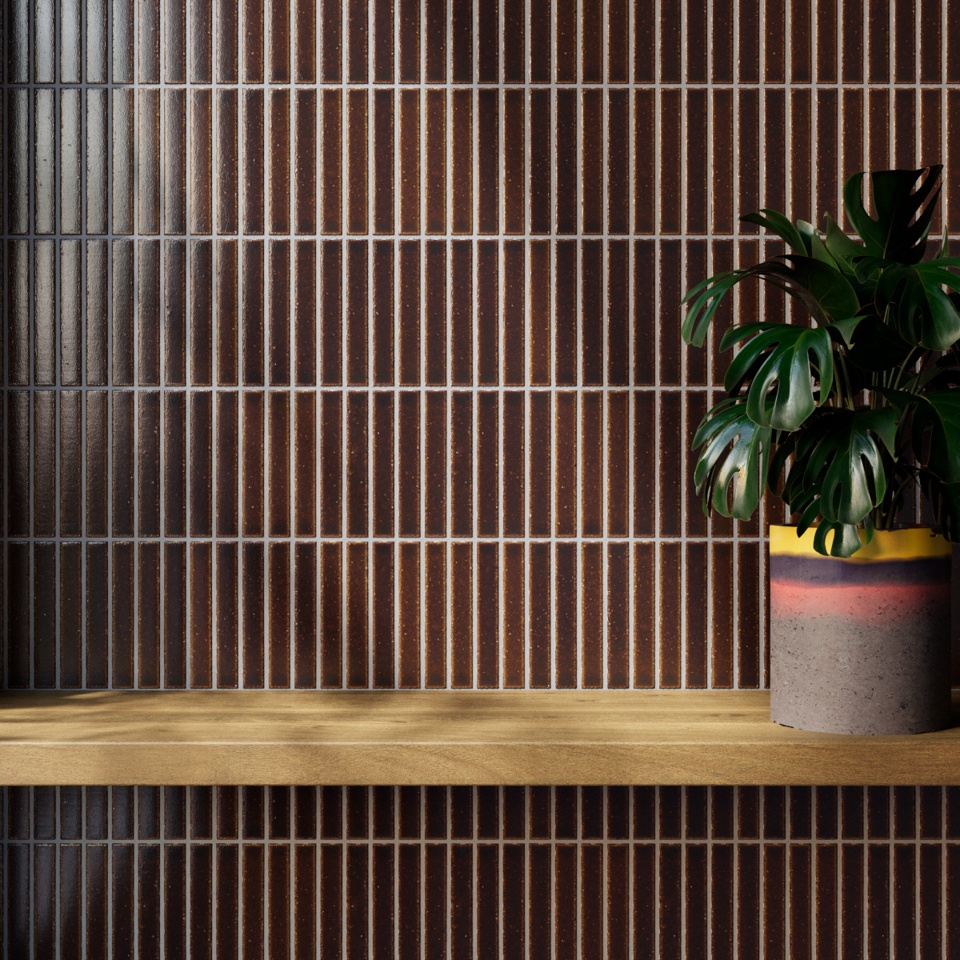 Kaji Border - Japanese Porcelain Wall Tile - Burnt Russet