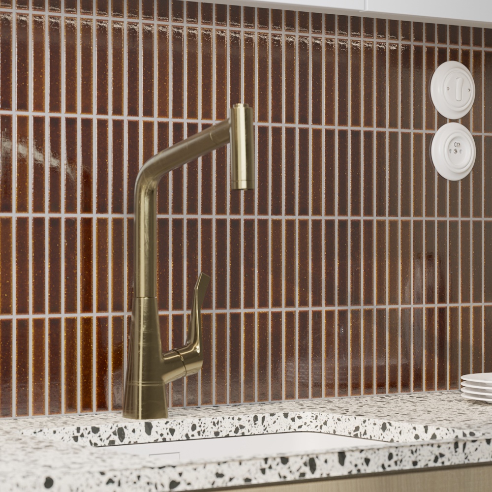 Kaji Border - Japanese Porcelain Wall Tile - Burnt Russet