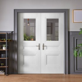 Internal White Primed Henley 2 Panel 1 Light French Door (121417)
