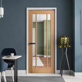 Oak Internal Fully Finished Toledo 3 Light Clear Glass FD30 Fire Door