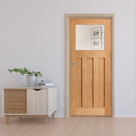 Oak Internal Fully Finished 1930's DX 3 Panel 1 Light Clear Glass FD30 Fire Door