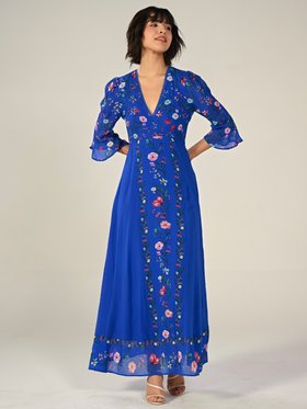 Tory Blue Floral Maxi Dress